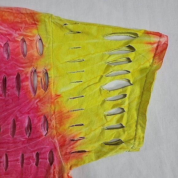 It's Better In The Bahamas‎ Freeport Spiral Tie Dye Fray Upcycle Rare T-Shirt XL - Picture 7 of 16